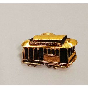 Powell & Mason Cable Car Street Trolley 1" Gold Tone Metal Lapel Pin Pinback